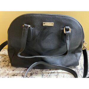 Kate Spade Black Dome Satchel Purse Crossbody Leather Zip Shoulder Minimalist